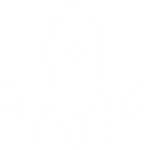 A line icon of a rocket.